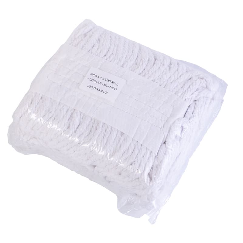 Recambio fregona industrial algodón blanco 350 g, tiras para mopa