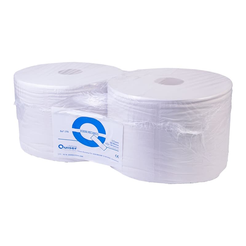 Bobina industrial papel 2 capas 500 metros paquete de 2