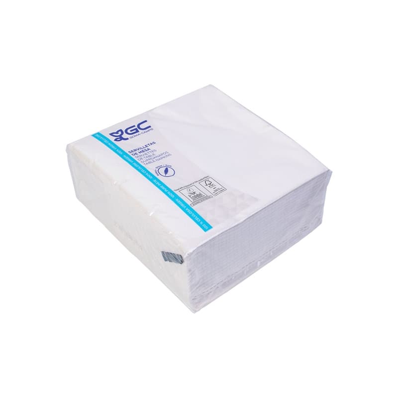 Servilleta 40x40 cm 2 capas blanca, caja 2400 unidades