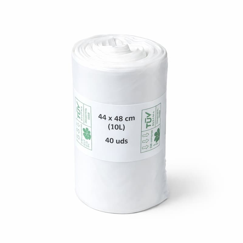 Bolsa basura biocompostable 45x47 color natural, uso profesional