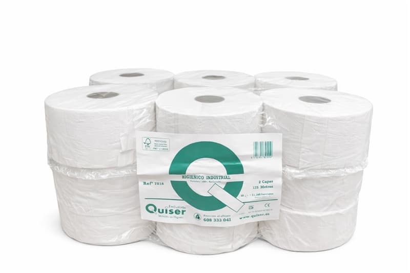 Papel higiénico industrial 2 capas 125 metros 100% reciclado blanco