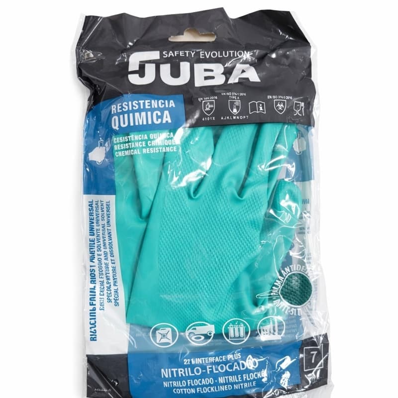 Par guantes nitrilo verde industria Talla P/7, resistencia